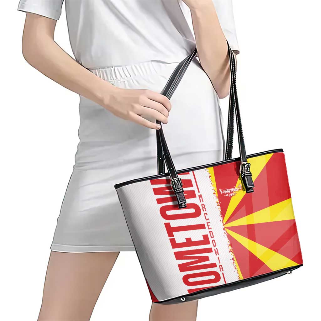 Hometown Macedonia Leather Tote Bag Flag and Map DT02