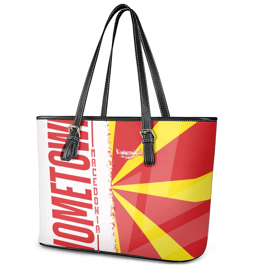 Hometown Macedonia Leather Tote Bag Flag and Map DT02