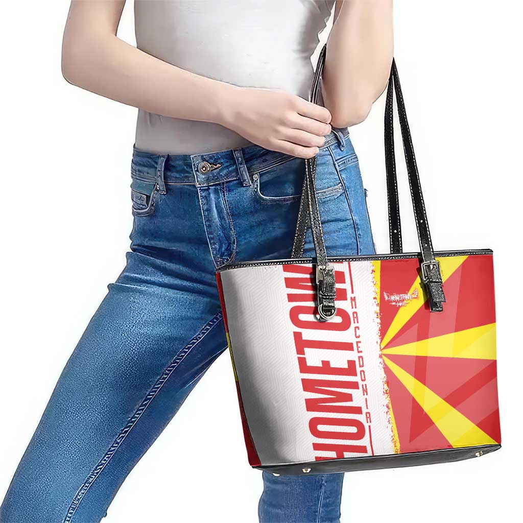 Hometown Macedonia Leather Tote Bag Flag and Map DT02
