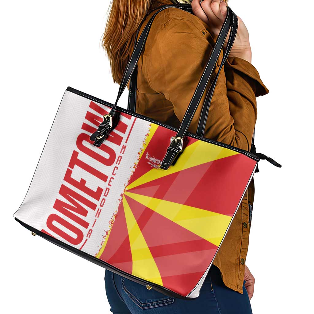 Hometown Macedonia Leather Tote Bag Flag and Map DT02