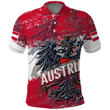 Personalized Coat Of Arms Austria Polo Shirt Grunge Style DT02