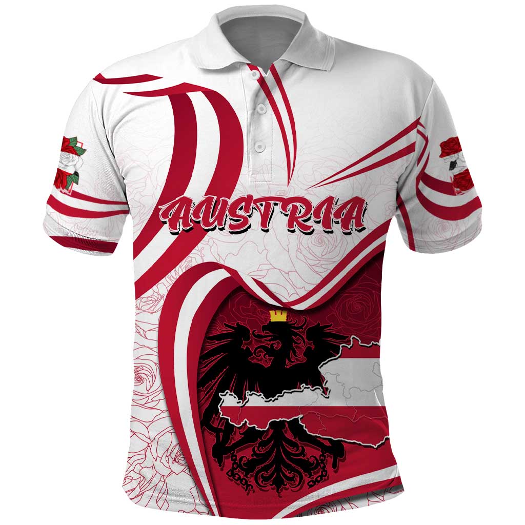 Personalized Austria In My Heart Polo Shirt Osterreich Map Flag DT02