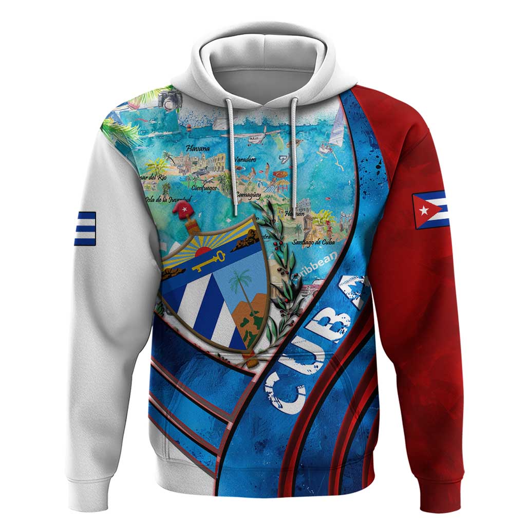 Coat Of Arms Cuba Hoodie Caribbean Cuban Map DT02