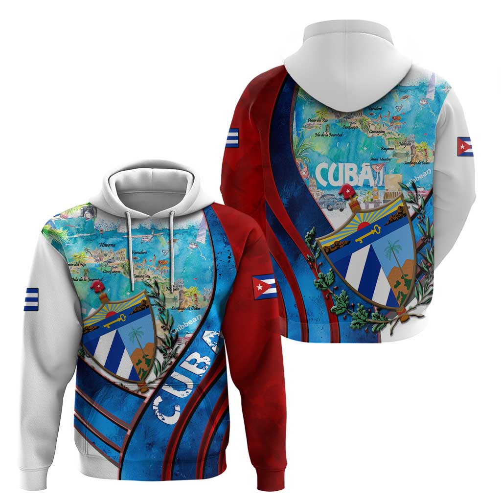 Coat Of Arms Cuba Hoodie Caribbean Cuban Map DT02