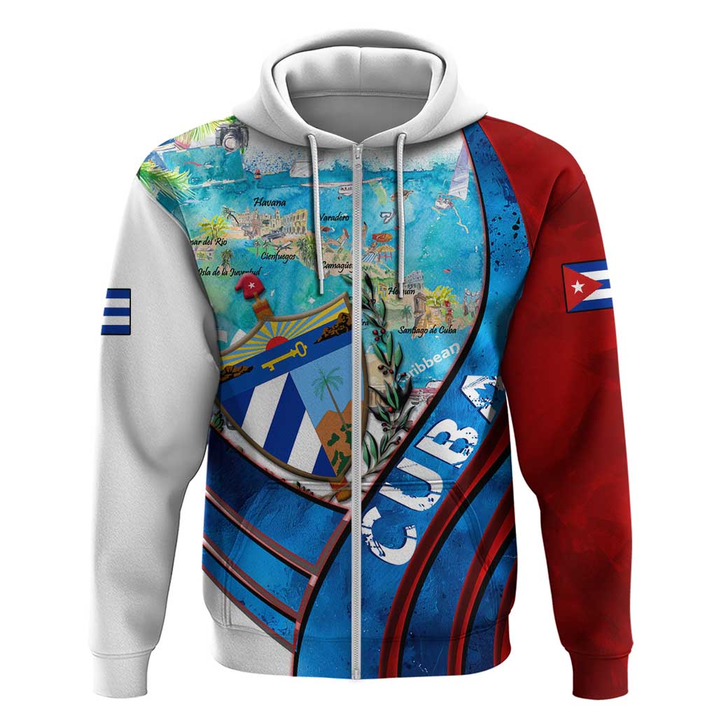 Coat Of Arms Cuba Hoodie Caribbean Cuban Map DT02