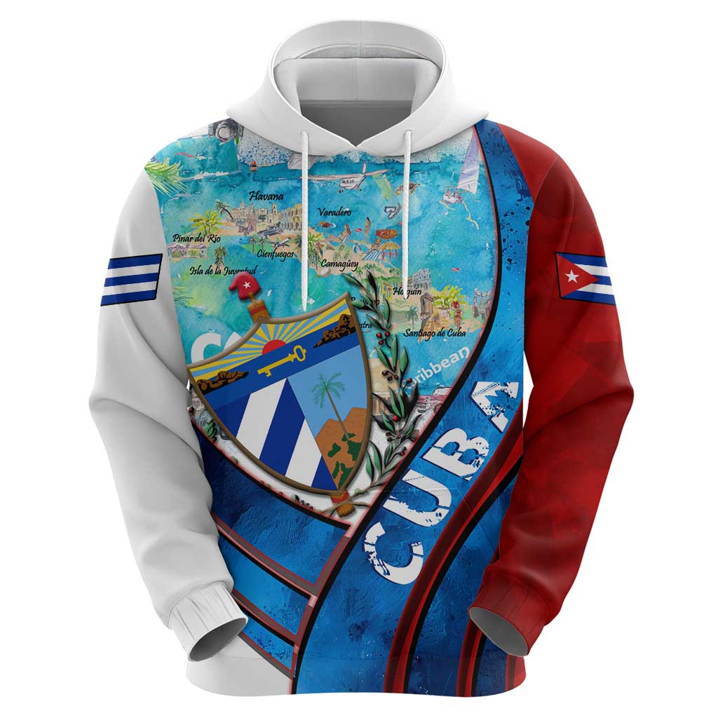 Coat Of Arms Cuba Hoodie Caribbean Cuban Map DT02