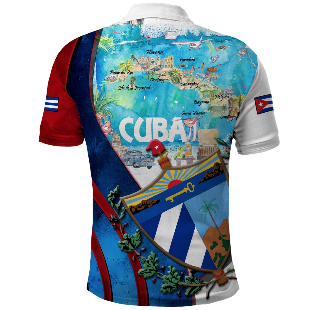 Coat Of Arms Cuba Polo Shirt Caribbean Cuban Map DT02