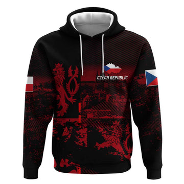 Czech Republic Lion Hoodie Czechia Black Red DT02