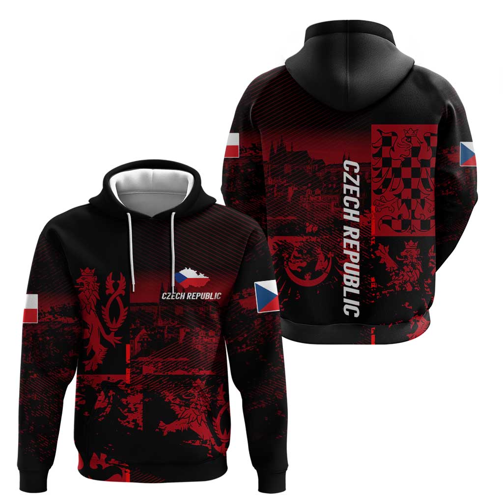 Czech Republic Lion Hoodie Czechia Black Red DT02