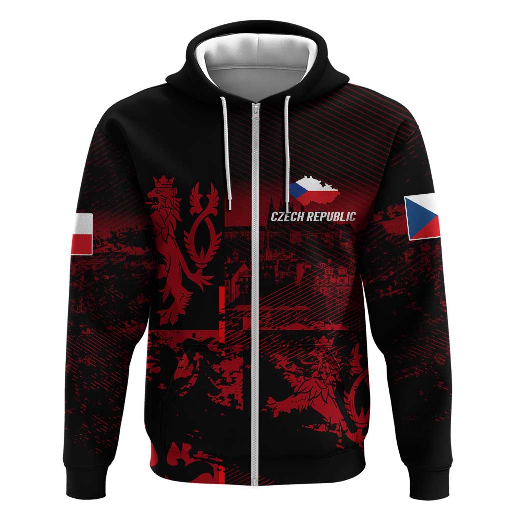 Czech Republic Lion Hoodie Czechia Black Red DT02