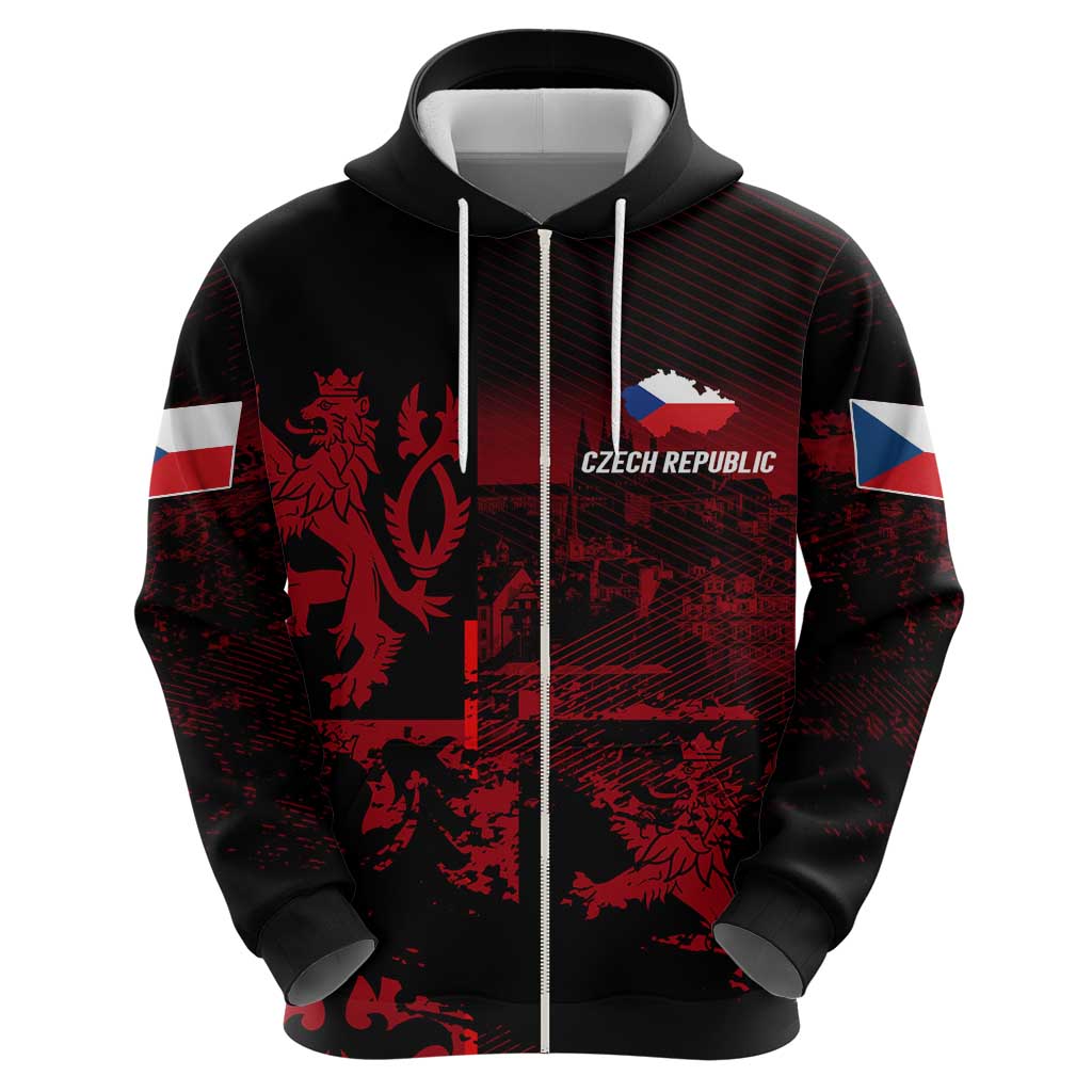 Czech Republic Lion Hoodie Czechia Black Red DT02