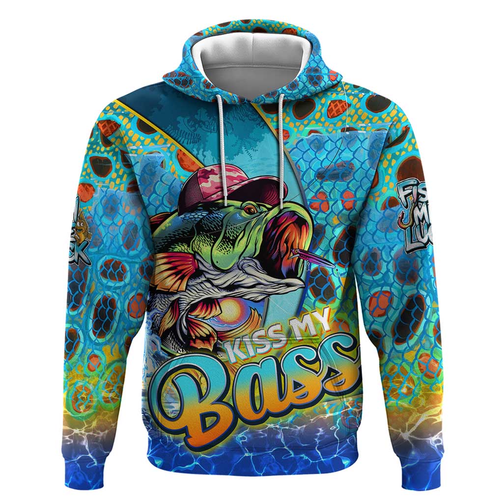 Personalized Kiss My Bass Fishing Hoodie Fish Me Luck DT02