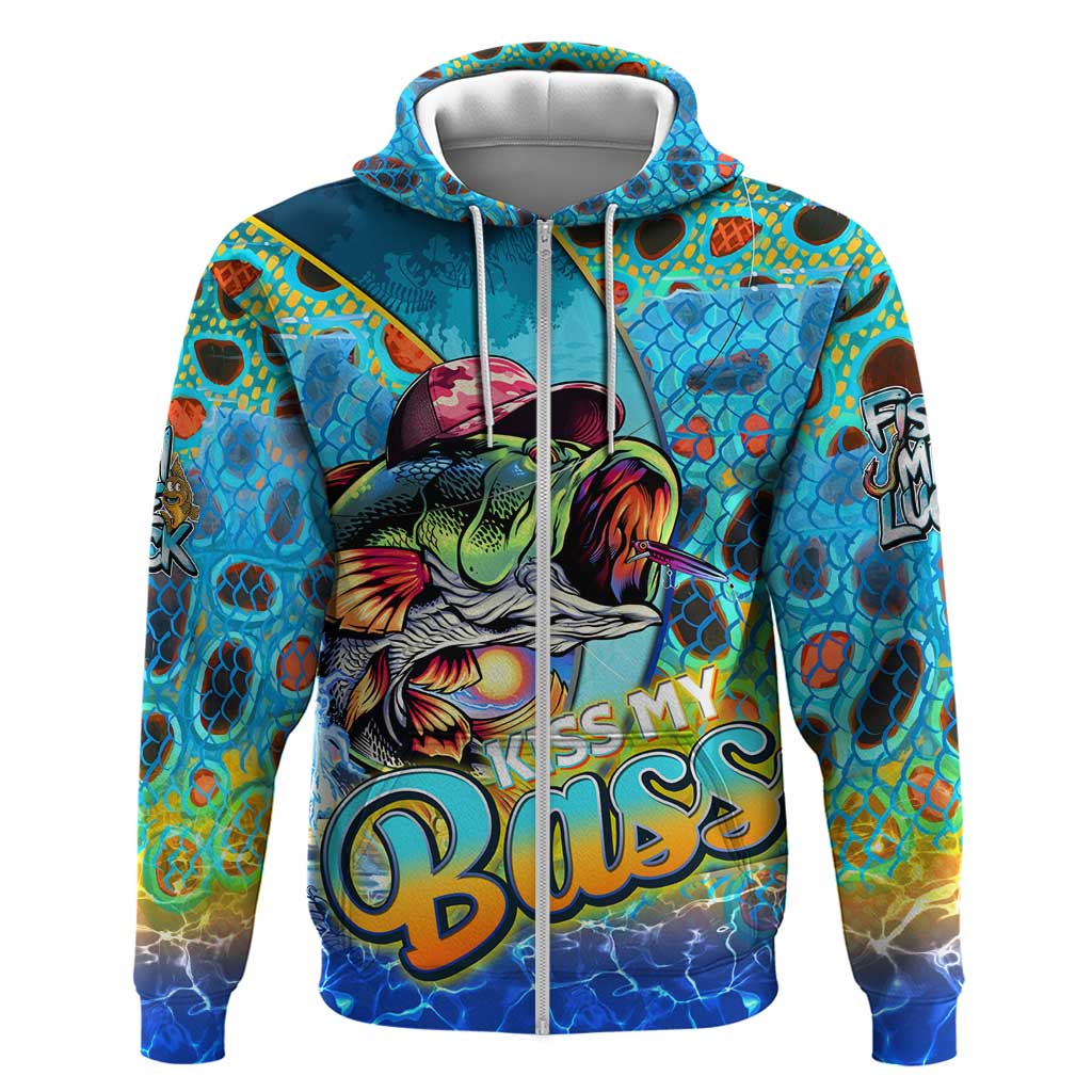 Personalized Kiss My Bass Fishing Hoodie Fish Me Luck DT02