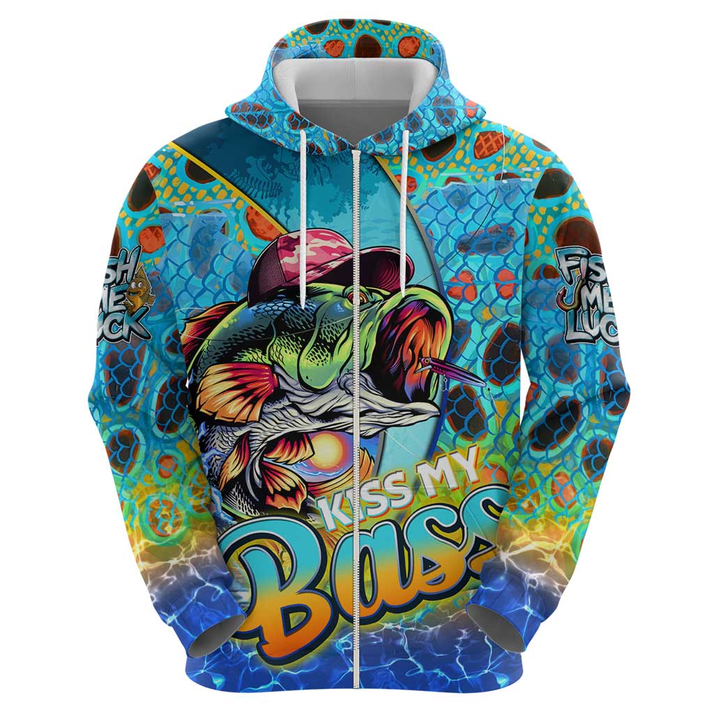 Personalized Kiss My Bass Fishing Hoodie Fish Me Luck DT02