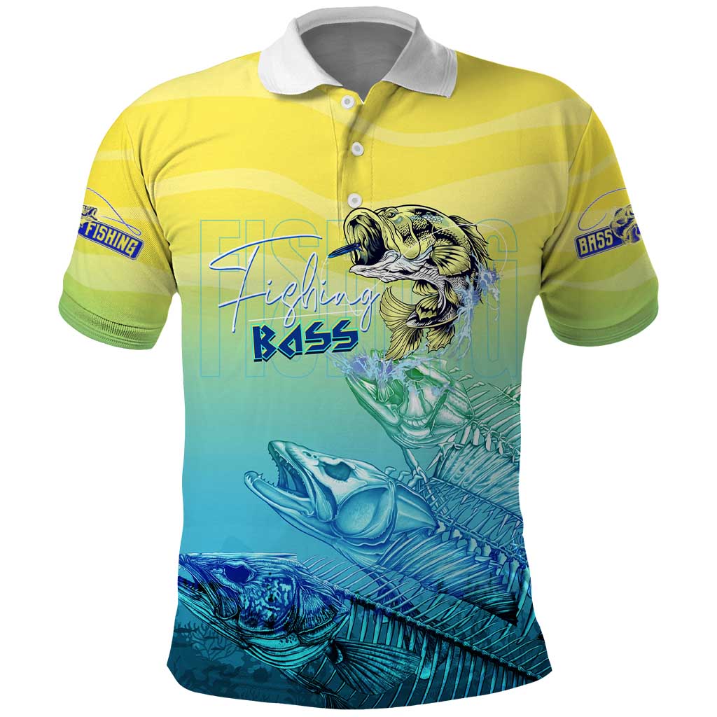 Personalized Fishing Bone Summer Bass Polo Shirt Fishbone Ocean DT02