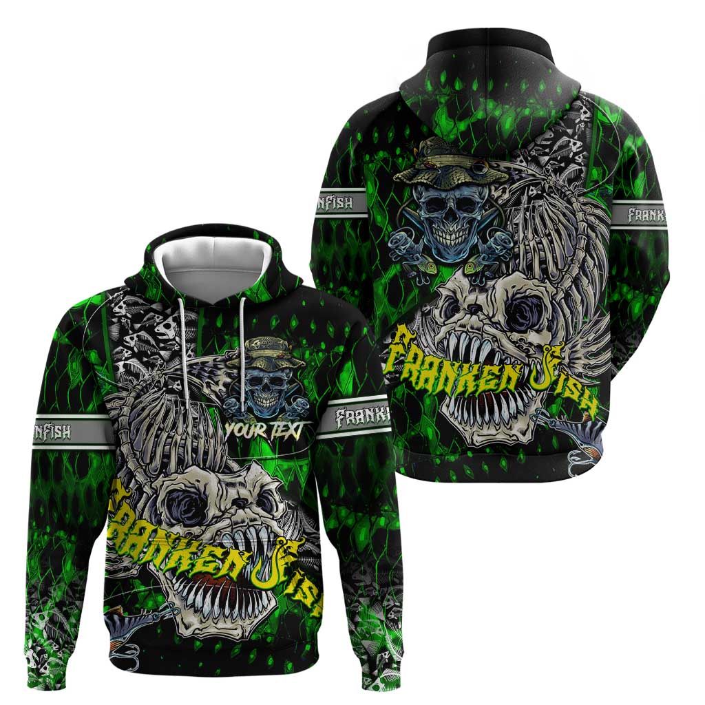 Personalized Franken Fish Hoodie Skull Fishing Green DT02