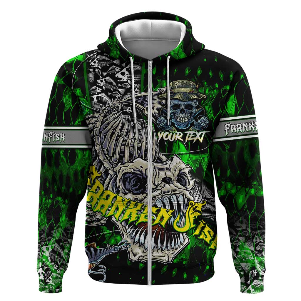 Personalized Franken Fish Hoodie Skull Fishing Green DT02