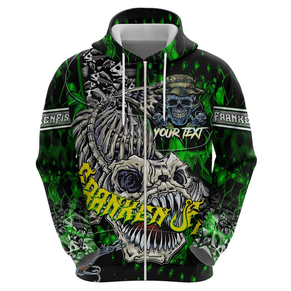 Personalized Franken Fish Hoodie Skull Fishing Green DT02