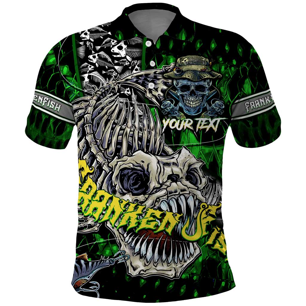 Personalized Franken Fish Polo Shirt Skull Fishing Green DT02
