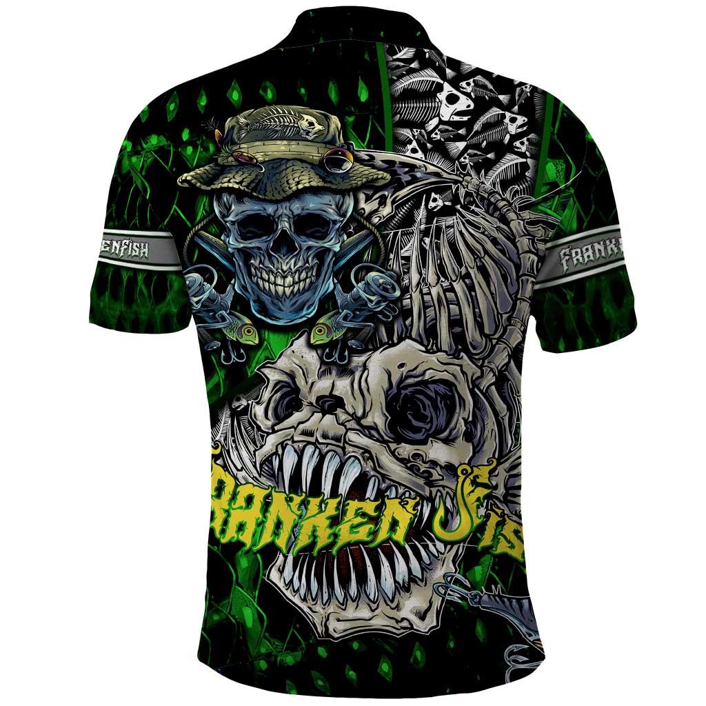 Personalized Franken Fish Polo Shirt Skull Fishing Green DT02