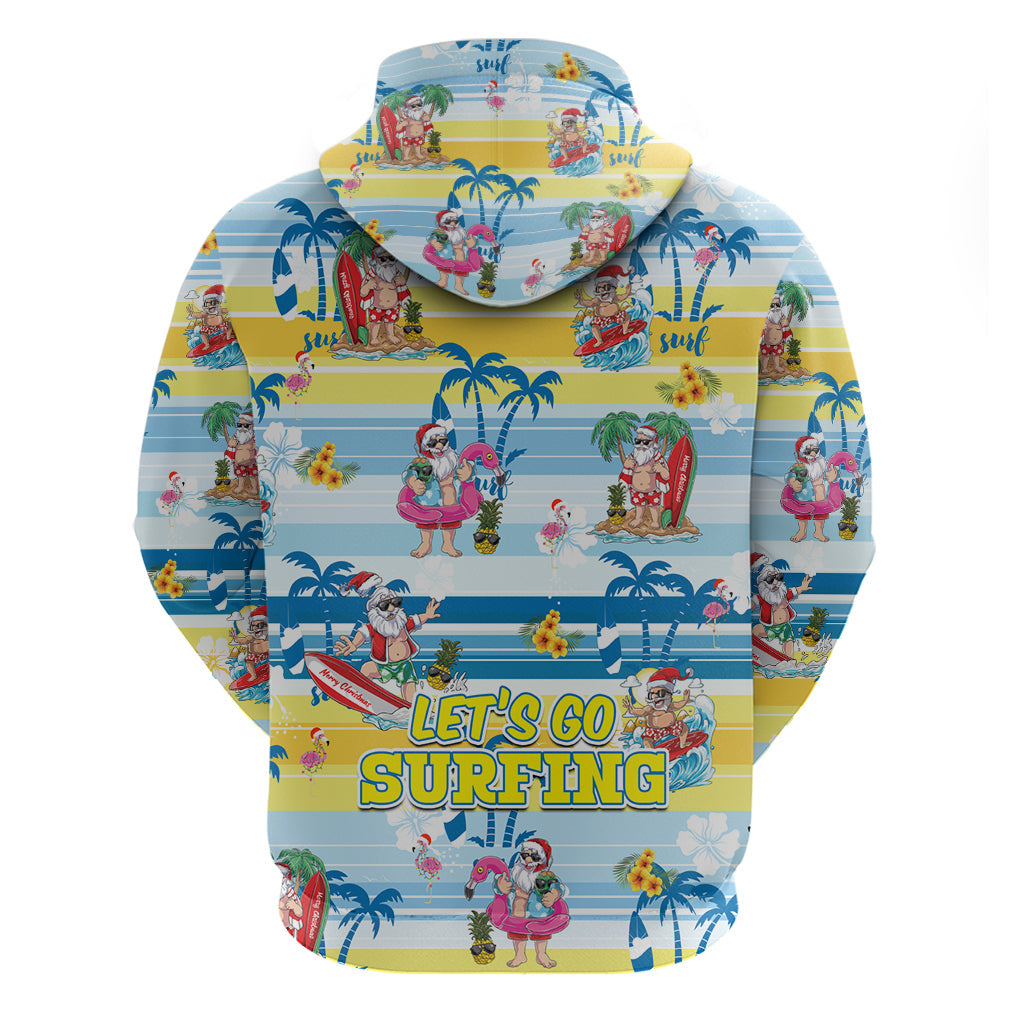 Surfing Christmas Hoodie Tropical Santa Let's Go Surfing DT02