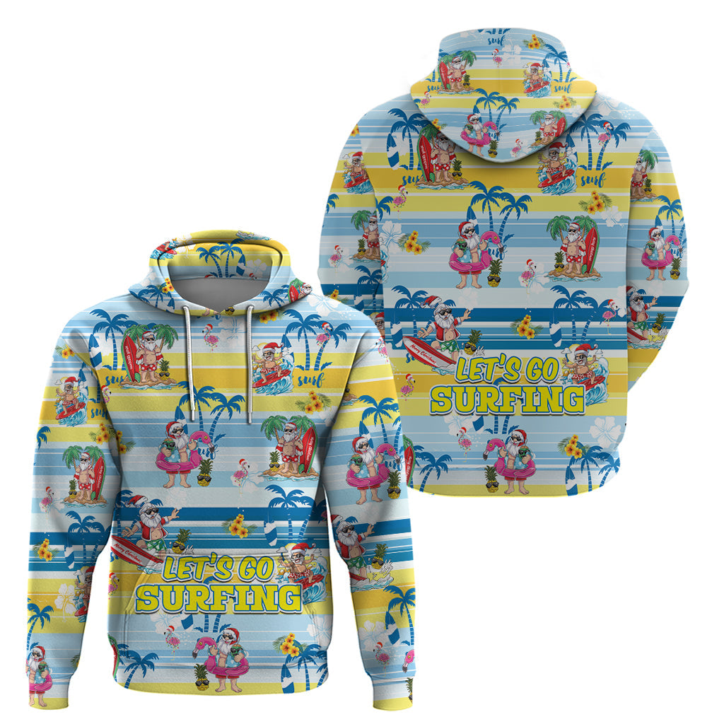 Surfing Christmas Hoodie Tropical Santa Let's Go Surfing DT02