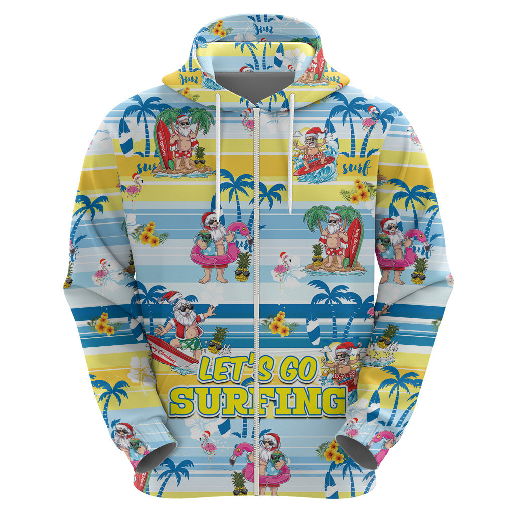 Surfing Christmas Hoodie Tropical Santa Let's Go Surfing DT02
