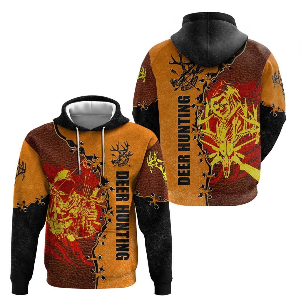 Skull Deer Hunting Hoodie Vintage Leather Bow Hunter DT02