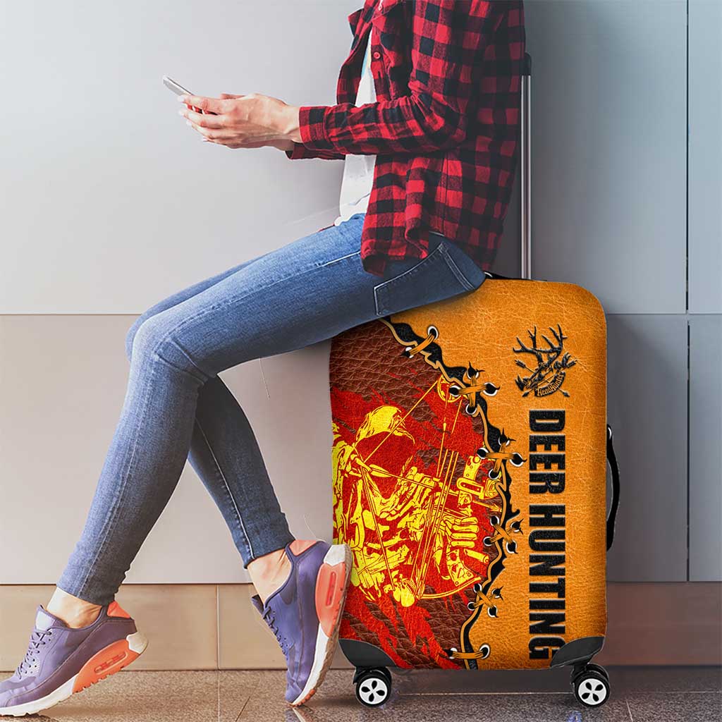 Skull Deer Hunting Luggage Cover Vintage Leather Bow Hunter DT02