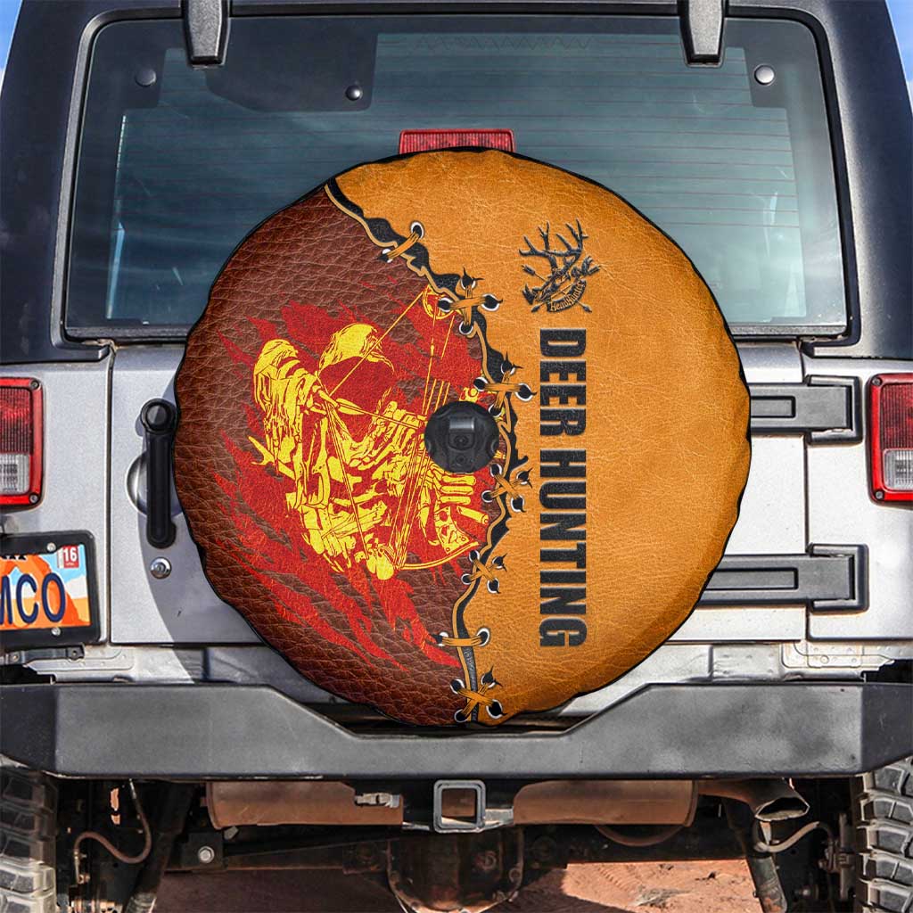 Skull Deer Hunting Spare Tire Cover Vintage Leather Bow Hunter DT02