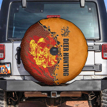 Skull Deer Hunting Spare Tire Cover Vintage Leather Bow Hunter DT02
