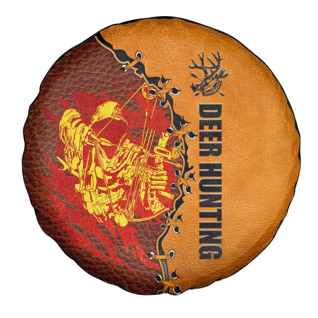 Skull Deer Hunting Spare Tire Cover Vintage Leather Bow Hunter DT02