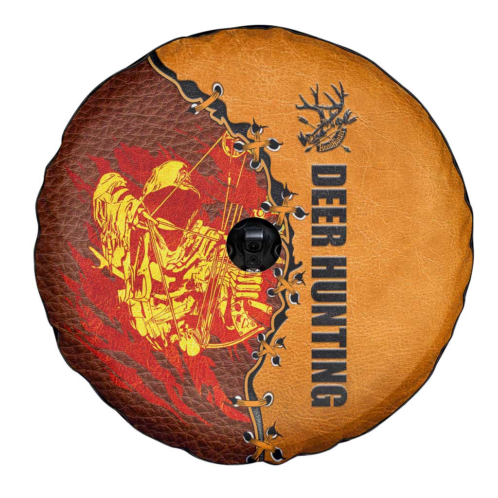 Skull Deer Hunting Spare Tire Cover Vintage Leather Bow Hunter DT02