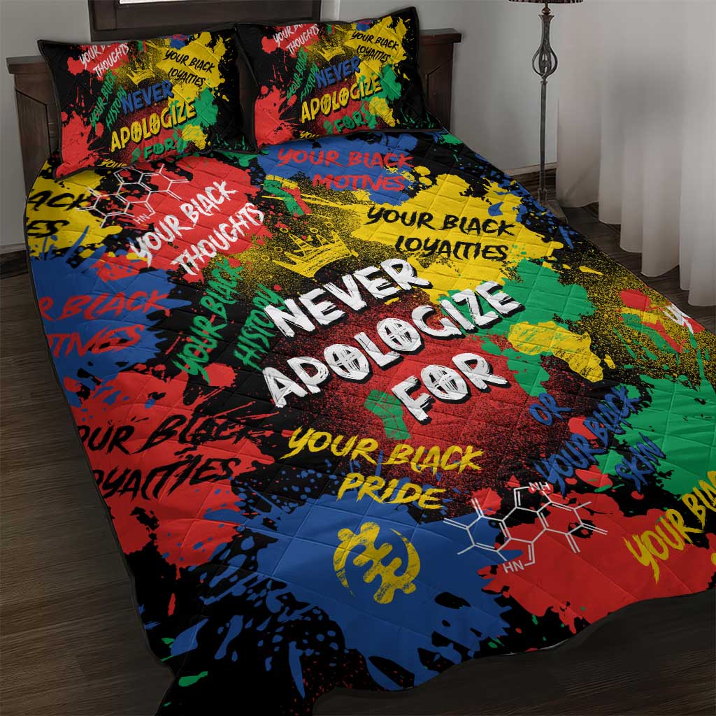 Never Apologize For Being Black Quilt Bed Set DT02