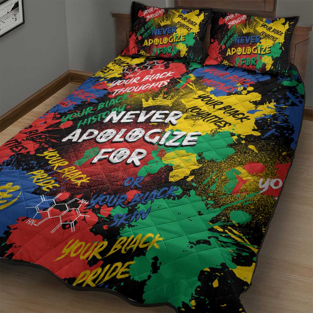 Never Apologize For Being Black Quilt Bed Set DT02