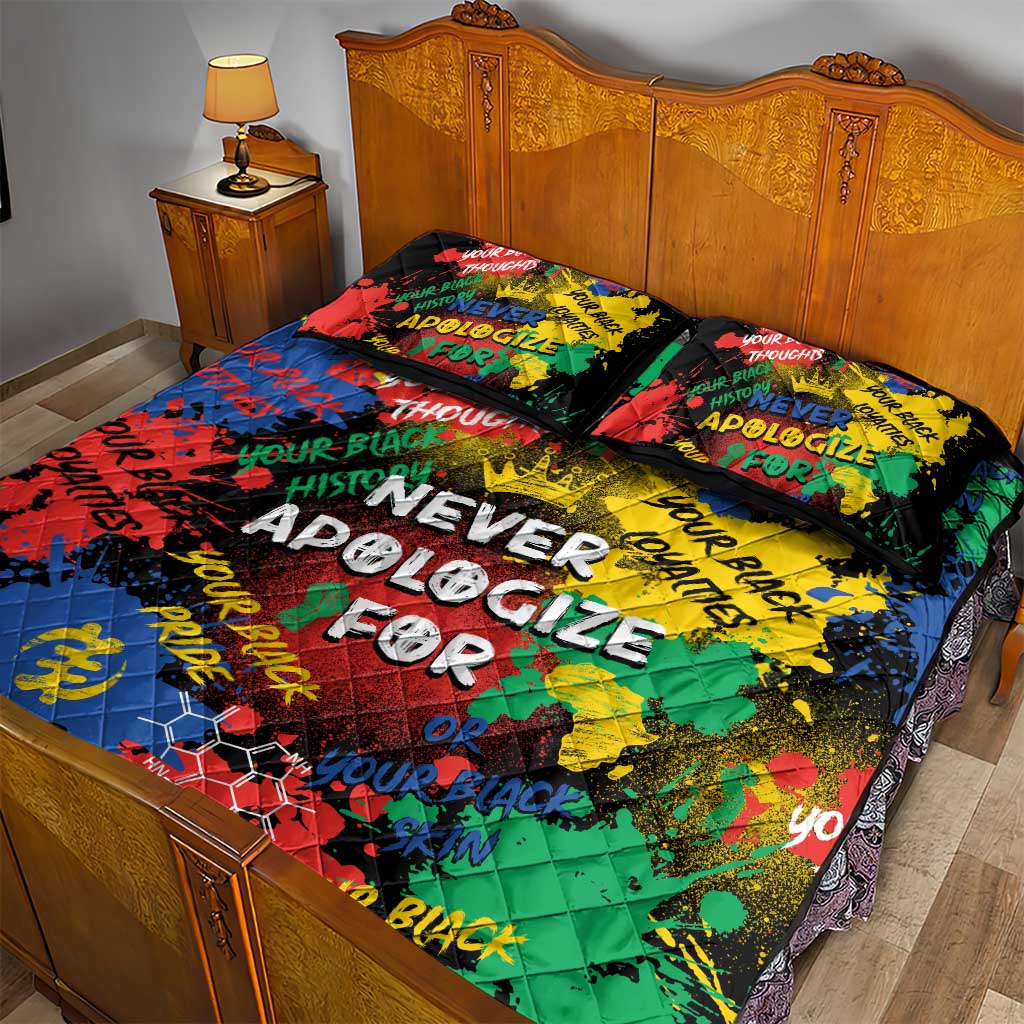 Never Apologize For Being Black Quilt Bed Set DT02