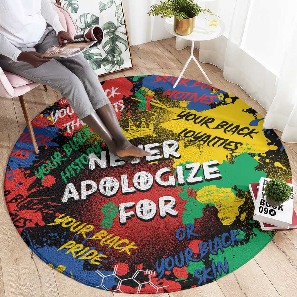 Never Apologize For Being Black Round Carpet DT02