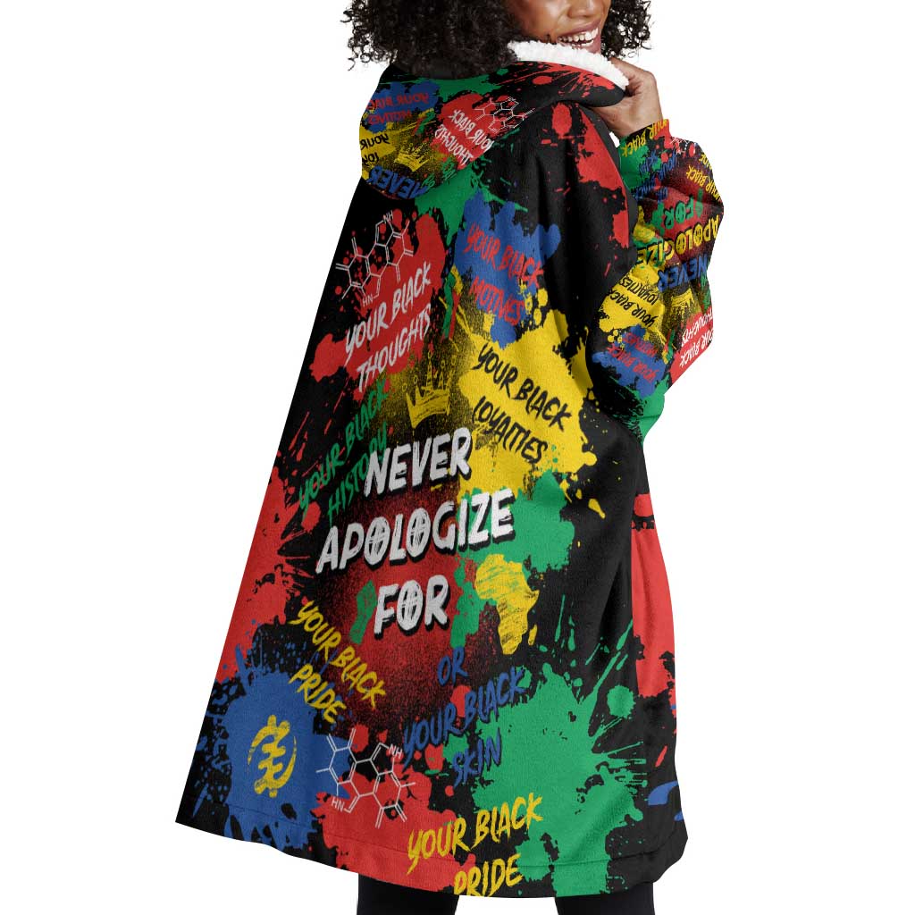 Never Apologize For Being Black Wearable Blanket Hoodie DT02