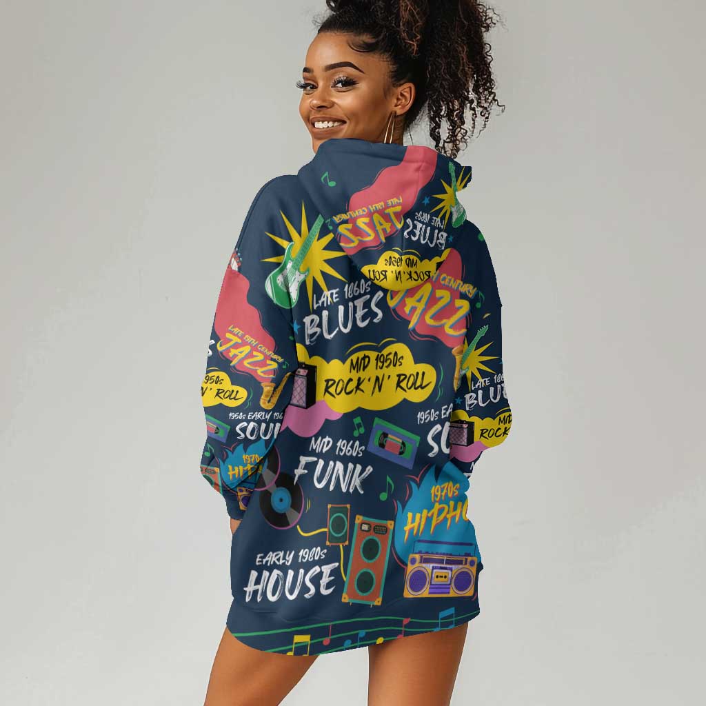 Music That Makes Us Proud African Hoodie Dress Black People DT02