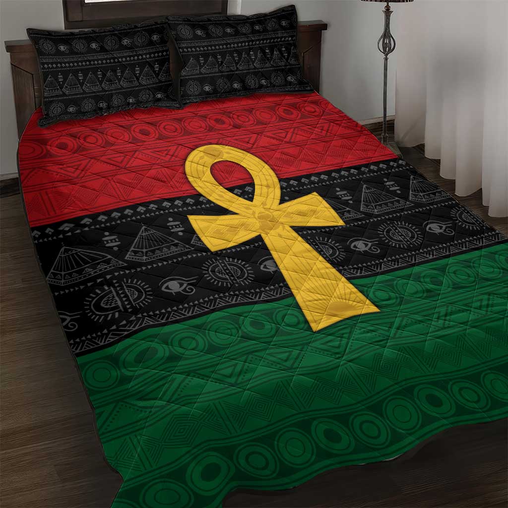 Pan African Ankh Quilt Bed Set Egyptian Cross DT02