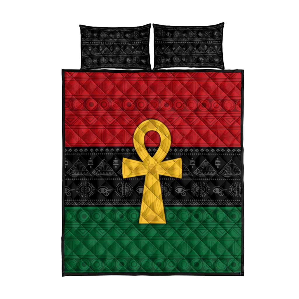 Pan African Ankh Quilt Bed Set Egyptian Cross DT02