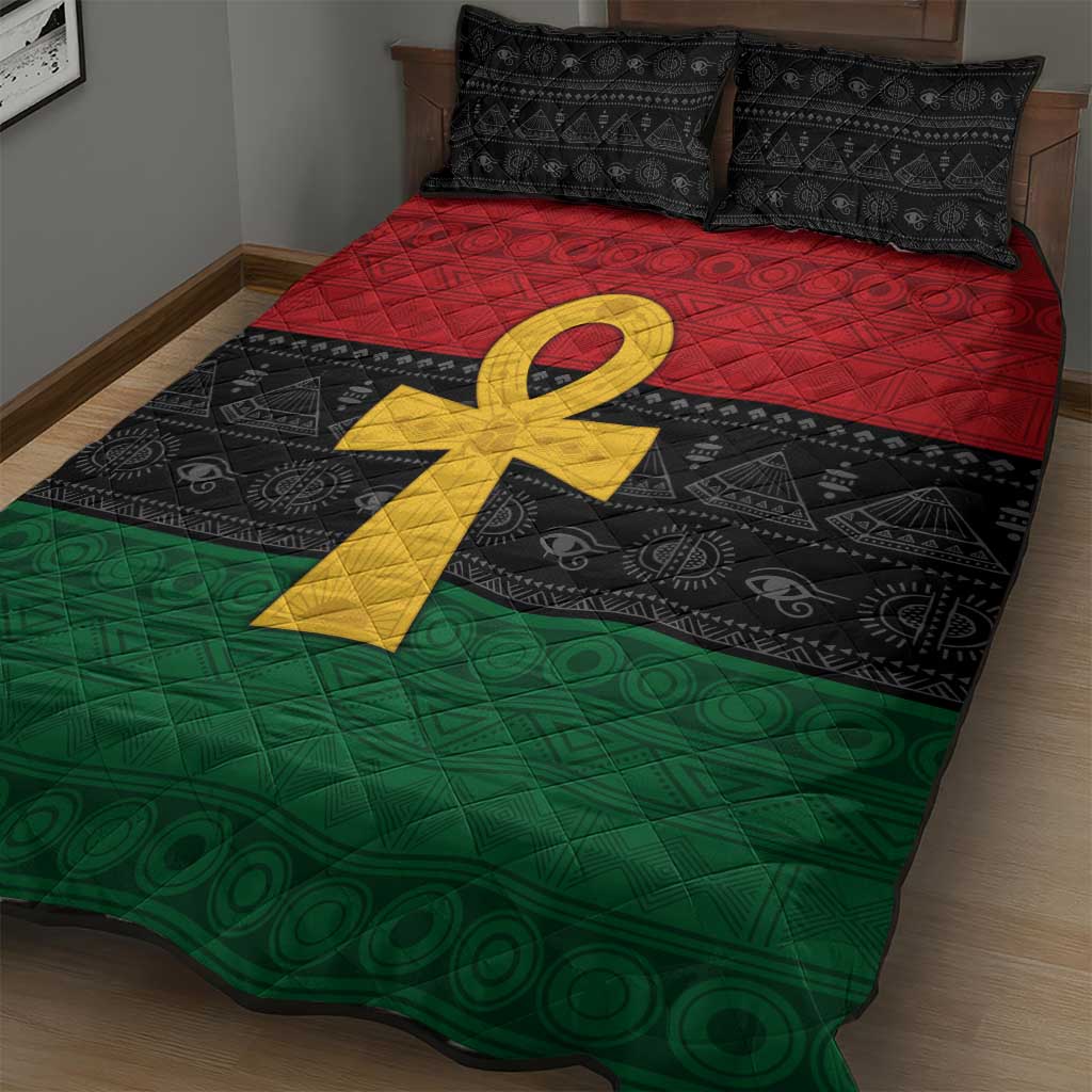 Pan African Ankh Quilt Bed Set Egyptian Cross DT02