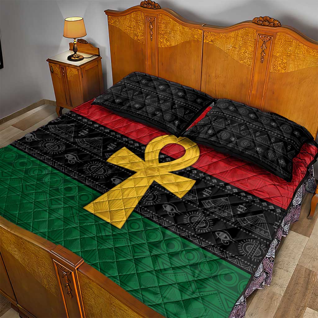 Pan African Ankh Quilt Bed Set Egyptian Cross DT02