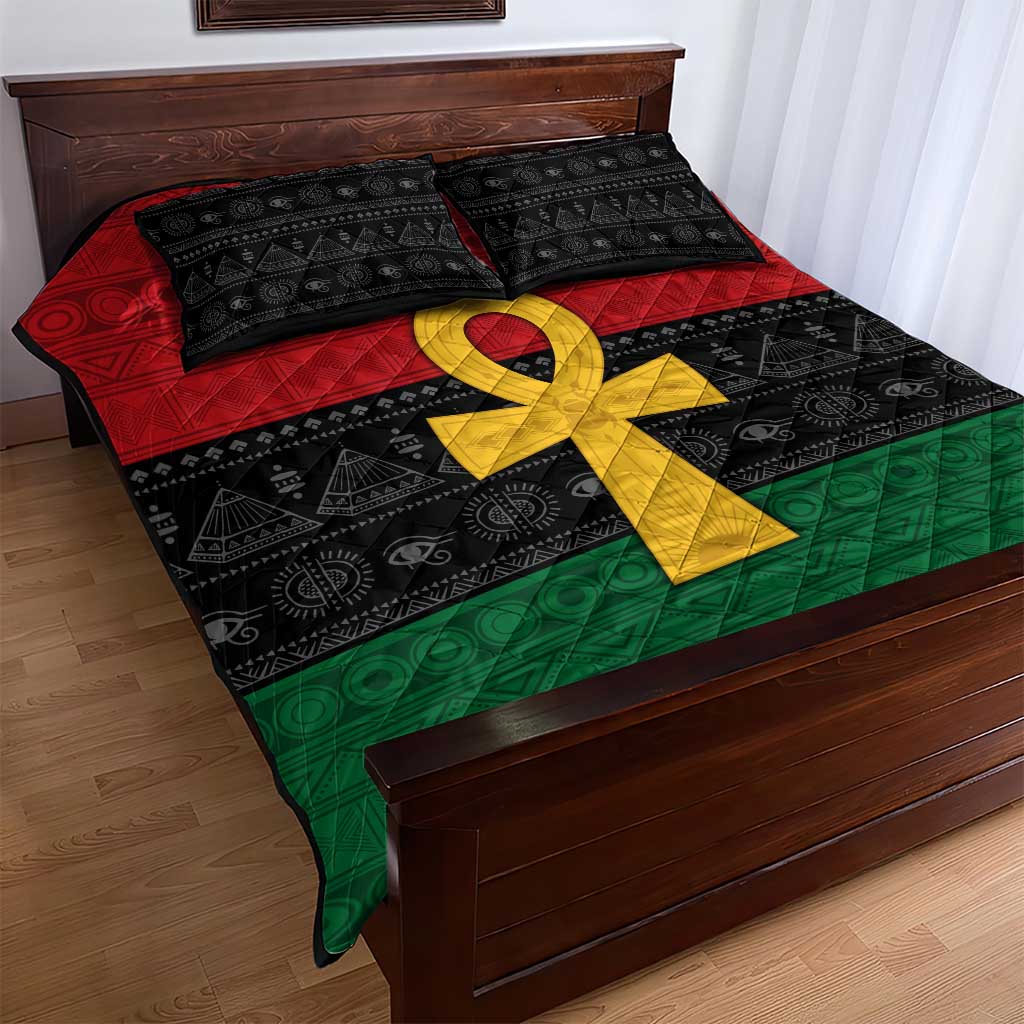 Pan African Ankh Quilt Bed Set Egyptian Cross DT02