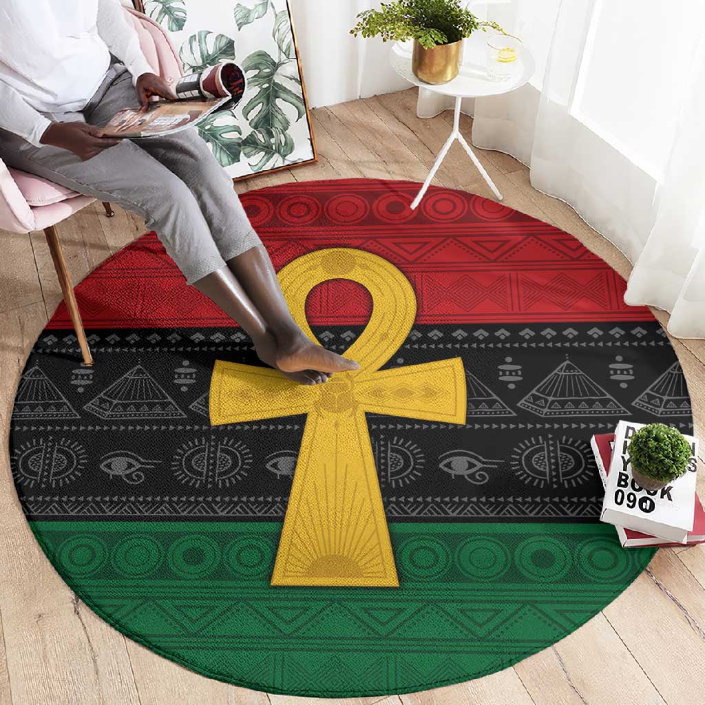 Pan African Ankh Round Carpet Egyptian Cross DT02