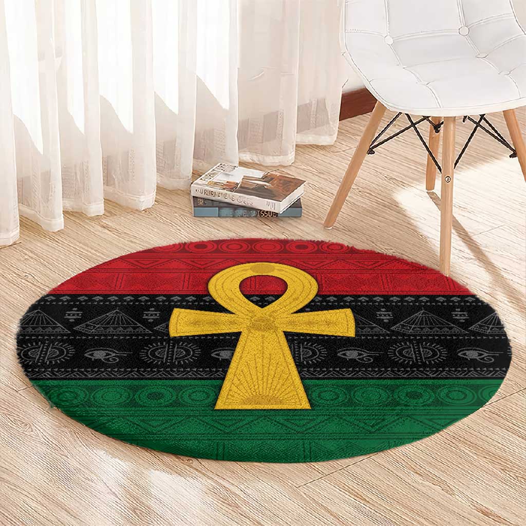 Pan African Ankh Round Carpet Egyptian Cross DT02