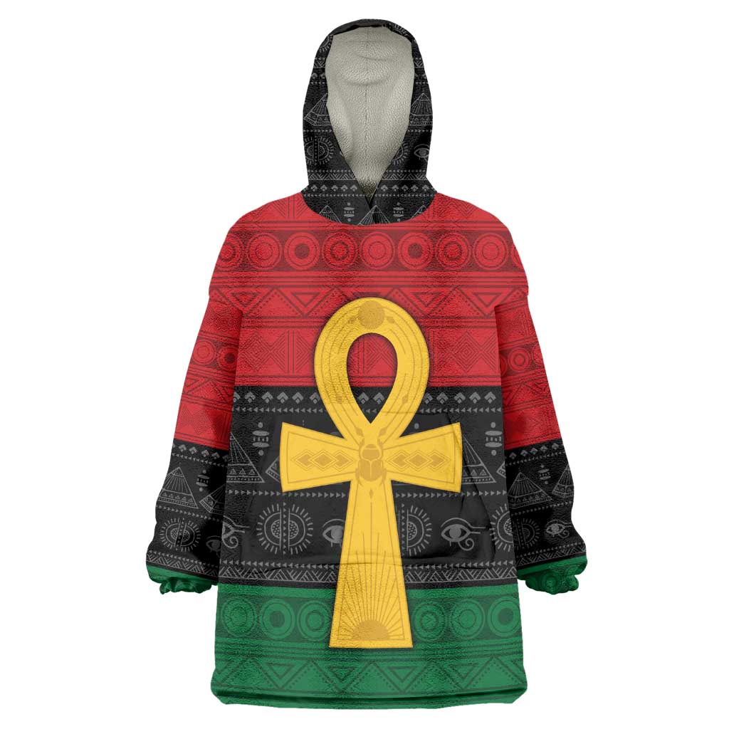 Pan African Ankh Wearable Blanket Hoodie Egyptian Cross DT02