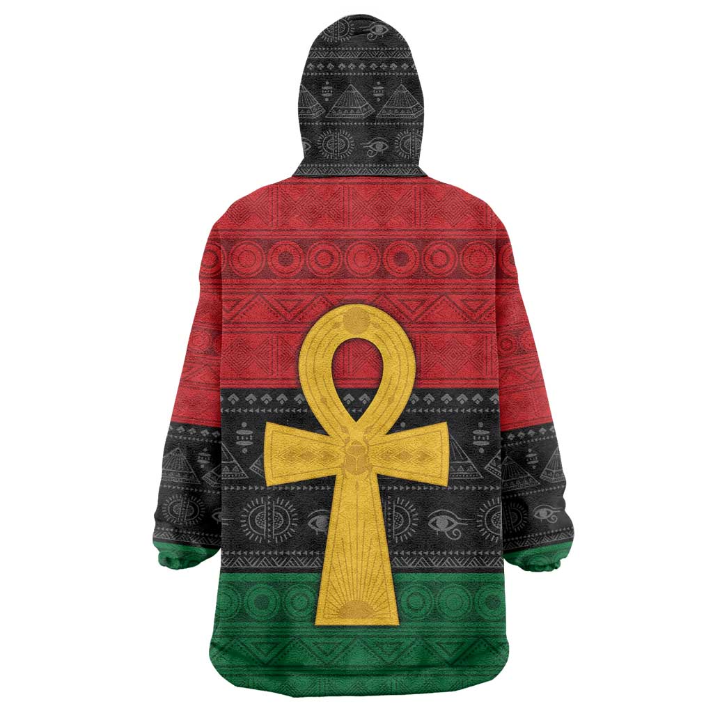 Pan African Ankh Wearable Blanket Hoodie Egyptian Cross DT02
