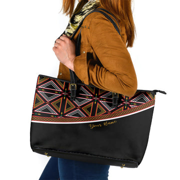 Personalized Bamenda African Leather Tote Bag Atoghu Cameroon Print DT02