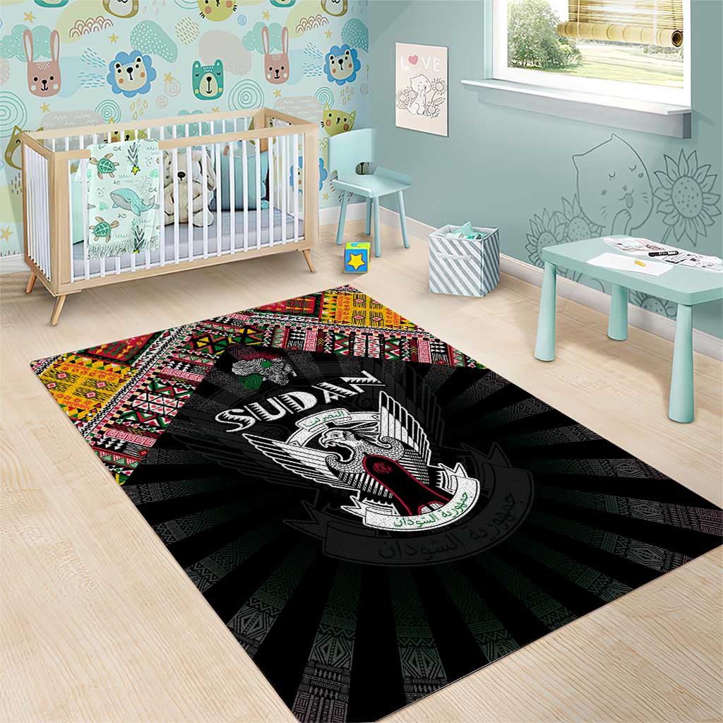 Sudan Roots Area Rug African Pride in Fingerprint and Tribal Colors DT02